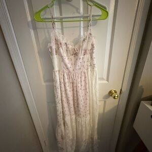 Nordstrom Floral Lace Maxi Dress - Pink and White